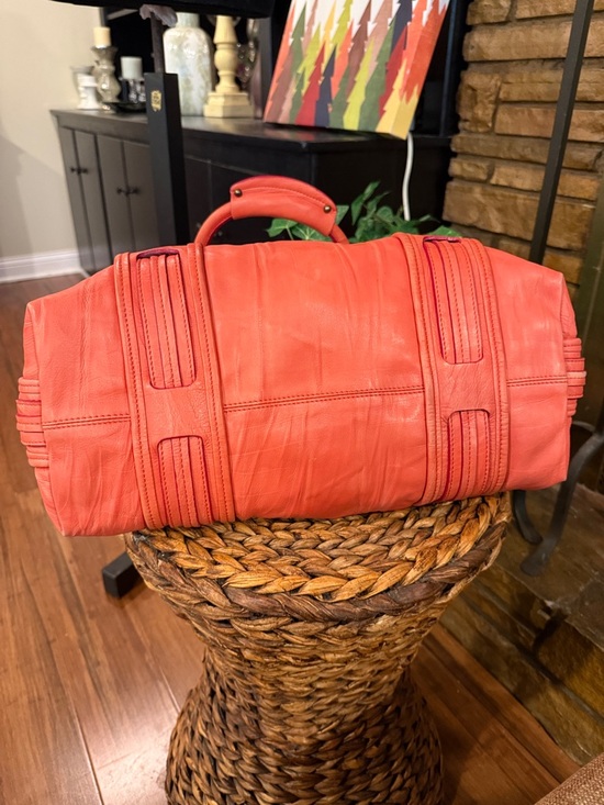 Vintage Marc Jacob’s Made in Italy Leather Slouchy Tassel Tote Handbag Orange - Picture 10 of 16